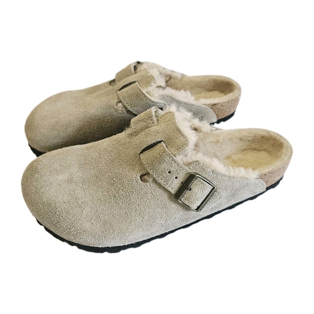 Birkenstock Boston Shearling Clogs Stone Beige EU 41 W10/M8 Excellent Condition